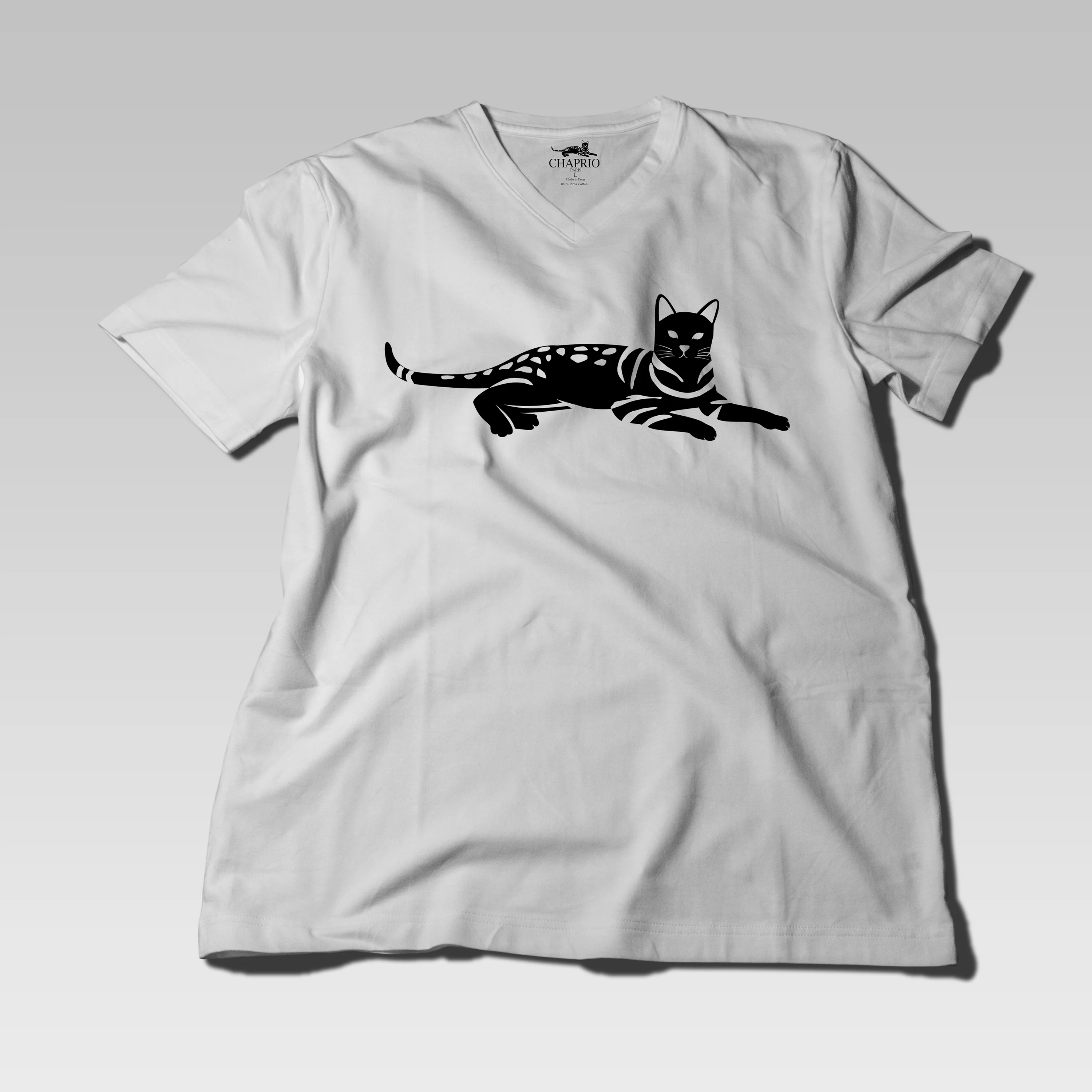 Men's 100% Pima Cotton T-Shirt V-Neck - White - Large - Image 3